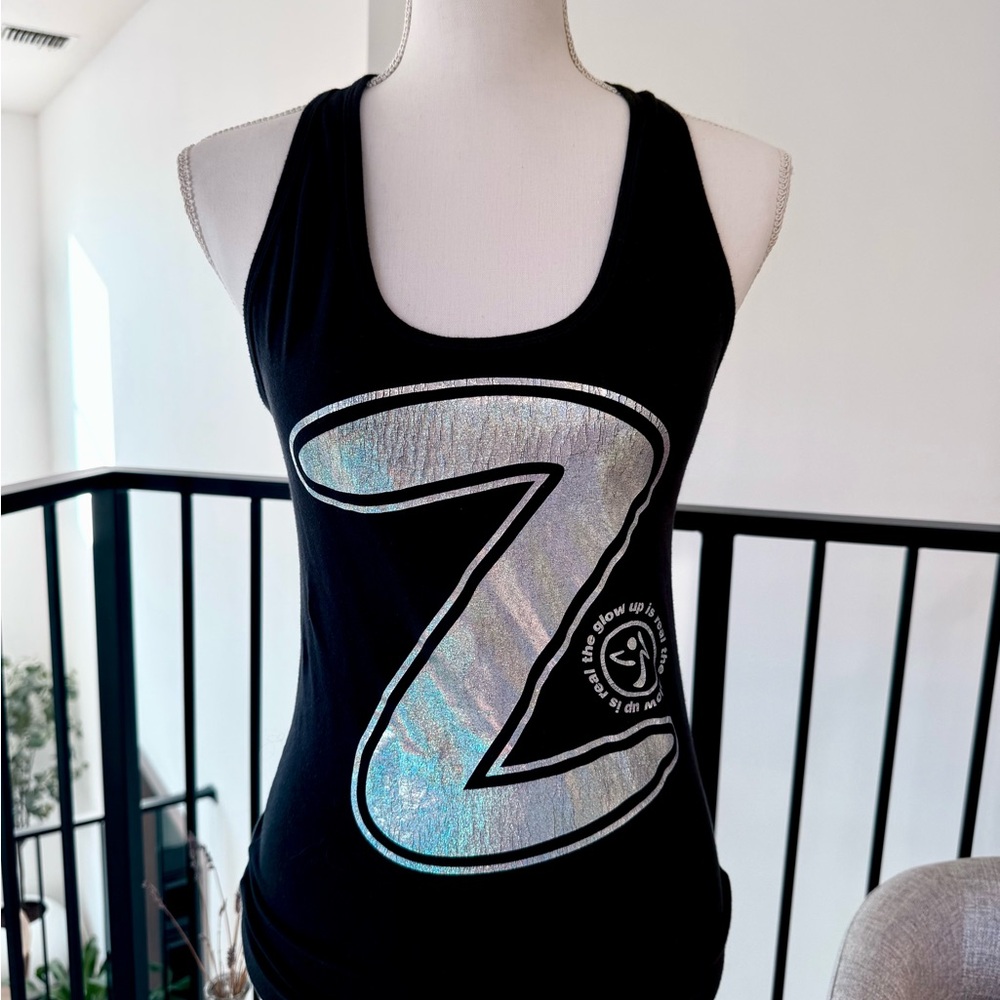Zumba Fitness Instructor Black Tank Top with Silver Z Design